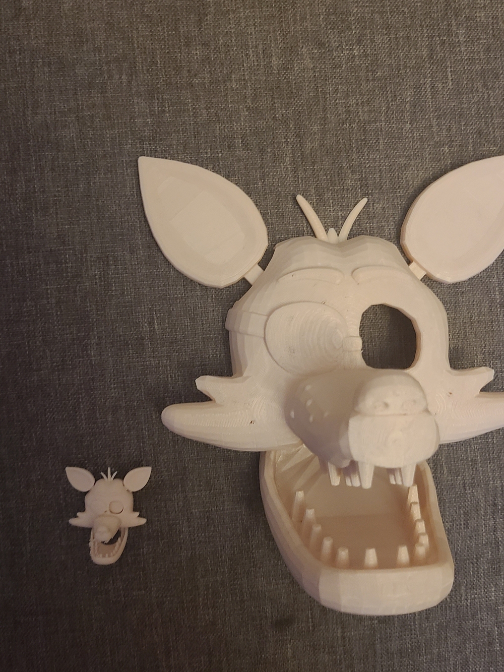 3D Printed Foxy Mask Wall Art in Off-White - Not Painted - Comes With Mini Foxy!
